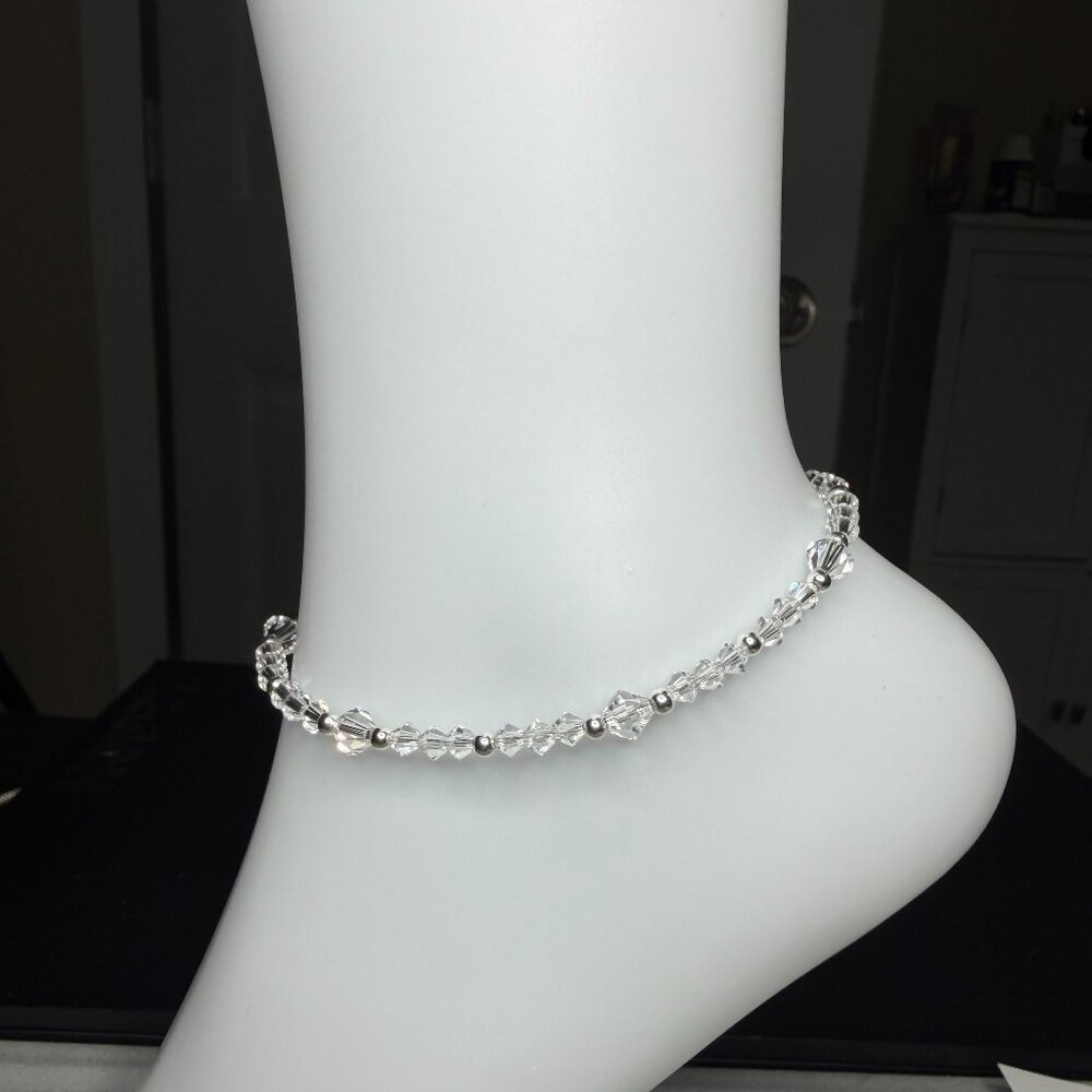 Clear and silver Crystal Anklet Bracelet | Elegant Sparkle | Handcrafted- Bridal